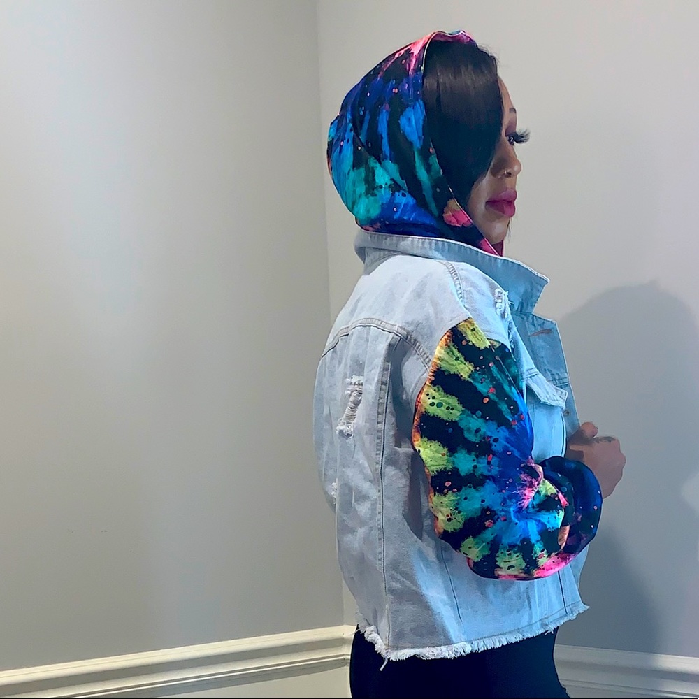 Denim jacket with hood